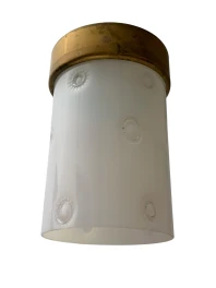Mid-Century Modern Murano Pendant Lamp, Bronze & Milk Glass, 1960s